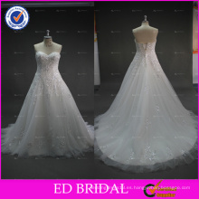 Fabricante Custom Made Sequined Lace Appliqued Vestido de Boda Alibaba vestido de novia 2017